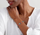 American West Sterling Silver Reversible Zia Spiny / Turquoise Gemstone Toggle Bracelet Small